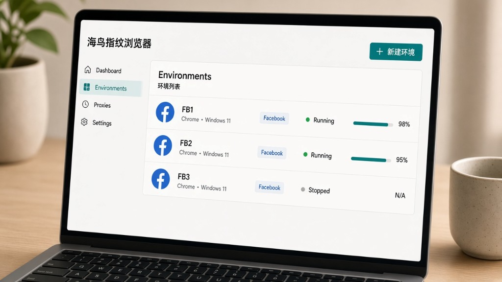 海鸟指纹浏览器界面示意